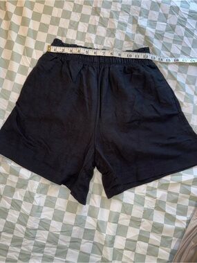 H&M Black Linen Pull on Casual Shorts small